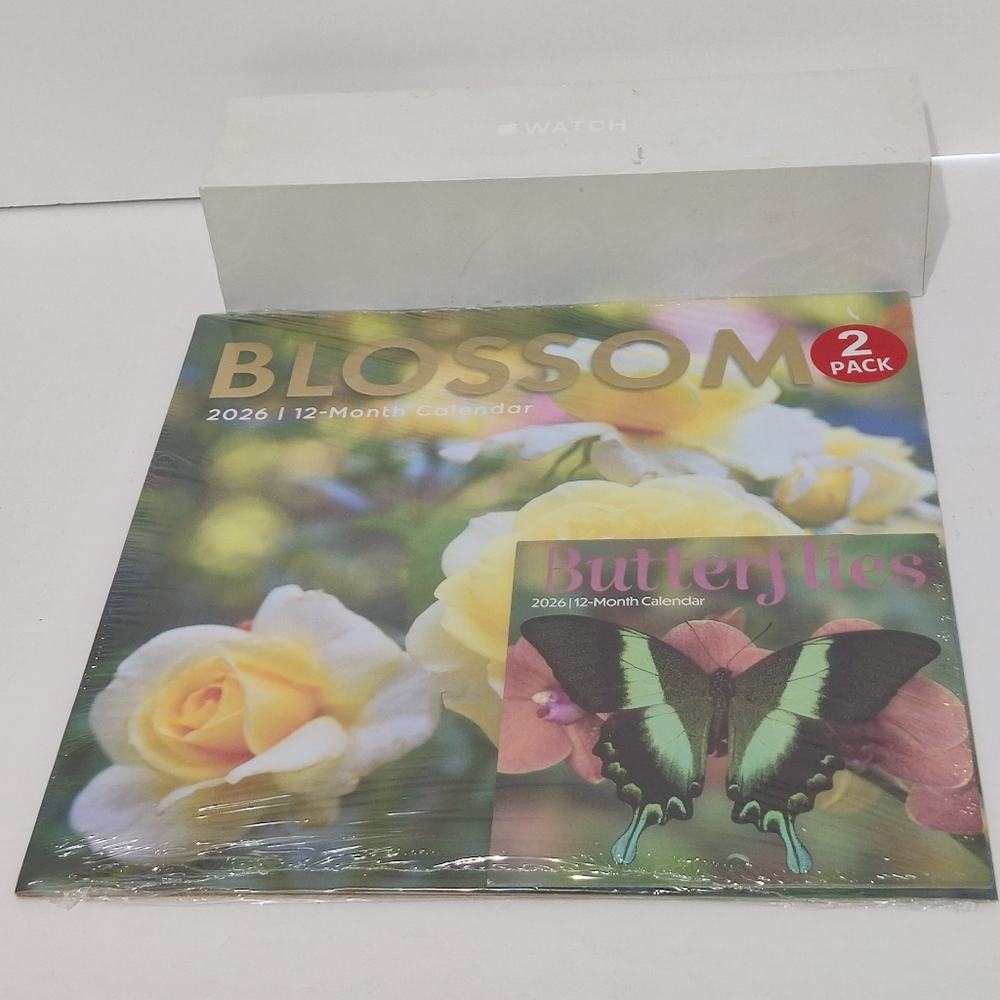 2026 BLOSSOMS/BUTTERFLIES WALL CALENDARS ~2 Pack ~12"x24" Open & 6"x12" Open